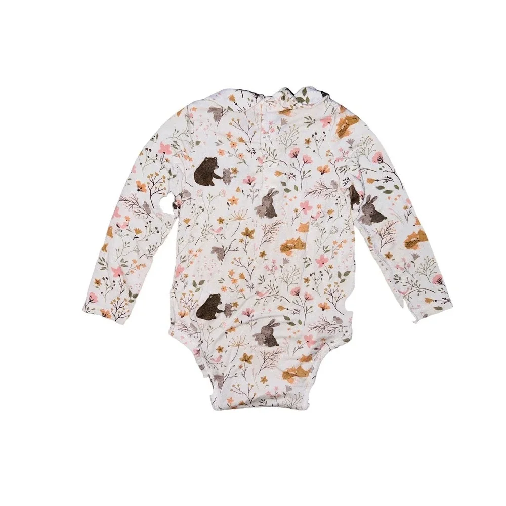 A9‎ Angel Dear Woodland Garden Bodysuit with Peter Pan Collar 12 18 Months